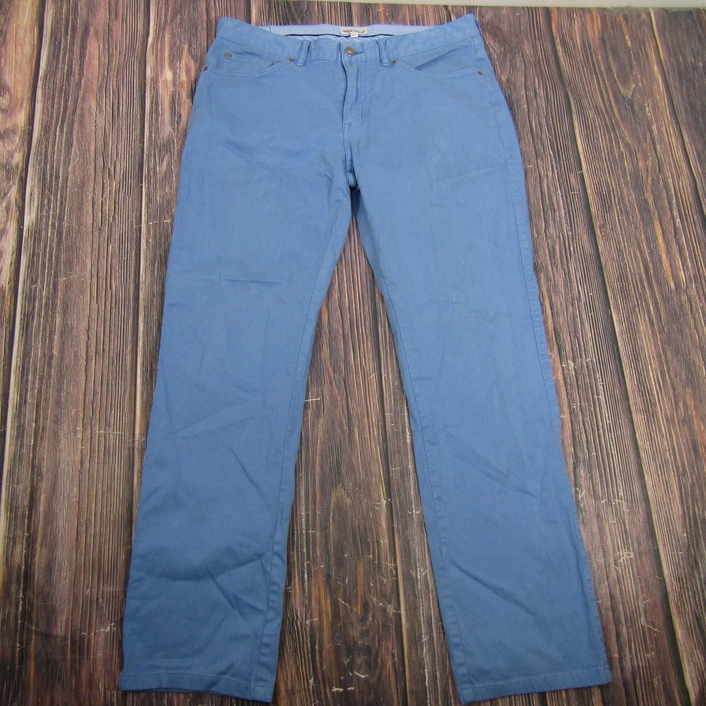 Peter Millar Pants Mens 34x27 Blue Stretch Chino 5 Pocket Cotton Modal Casual - Picture 1 of 6
